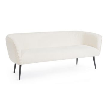 Canapea 3 locuri Avril, Bizzotto, 175 x 70 x 68 cm, otel/poliester Boucle, alb