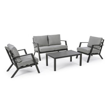 Set mobilier pentru gradina/terasa 4 piese Harley, Bizzotto, aluminiu/tesatura ofelin, gri carbune