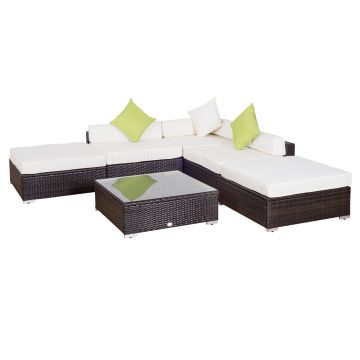 Outsunny Set Mobilier de Grădină 18 Piese din Ratan Sintetic Maro 80x80x50cm | Aosom Romania