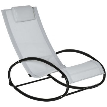 Outsunny Sezlong Ergonomic Zero-Gravity, Design Modern cu Pernă, Material Tesatura Confortabil, Gri | Aosom Romania