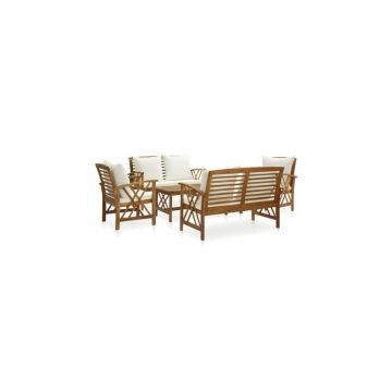 Set mobilier gradina cu perne, 5 piese, lemn masiv de acacia