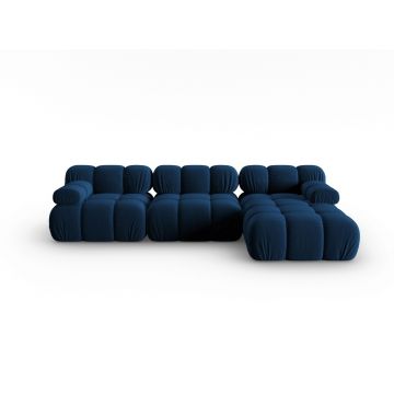 Coltar modular dreapta 4 locuri, Bellis, Micadoni Home, BL, 285x122x63 cm, catifea, albastru regal
