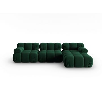 Coltar modular dreapta 4 locuri, Bellis, Micadoni Home, BL, 285x122x63 cm, catifea, verde bottle