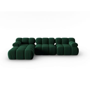 Coltar modular stanga 4 locuri, Bellis, Micadoni Home, BL, 285x122x63 cm, catifea, verde bottle