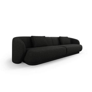 Canapea 4 locuri, Camden, Cosmopolitan Design, 304x102x72 cm, tesatura chenille, negru