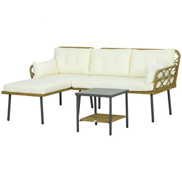 Outsunny Set de Mobilier de Terasa din 3 Piese cu Canapea Sofa | Aosom Romania