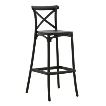 Scaun de bar de grădină Crossie Negru 44x44x113 cm