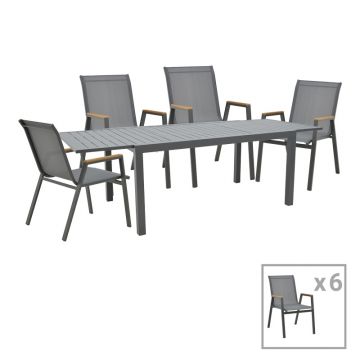 Set 7 buc masă și scaune de grădină Azelie-Lafla Gri 77x55x94 cm