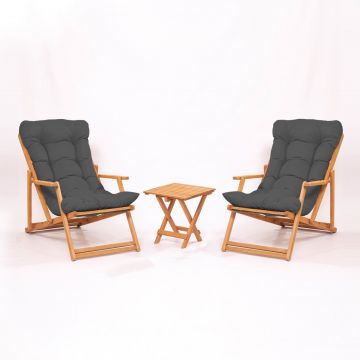 Set masa si scaune de gradina (3 piese) My007 Gri 40x40x40 cm