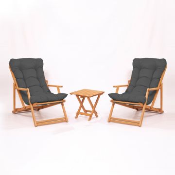 Set masa si scaune de gradina (3 piese) My007 Gri 40x40x40 cm