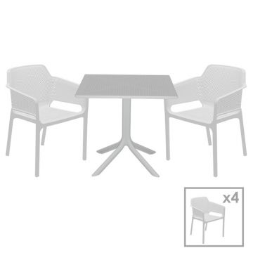 Set mobilier de gradina 5 piese Groovy-Integral, Pakoworld, masa cu 4 scaune, 80x80x74.5 cm, polipropilena, alb