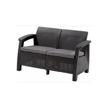 Canapea de grădină Keter Corfu II Love Seat 258973 Grafit, 2 locuri