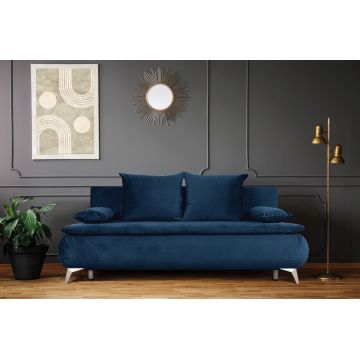 Canapea extensibila Sofie Lux, 203x92x86 cm, 3 locuri, lada pentru depozitare, Albastru navy