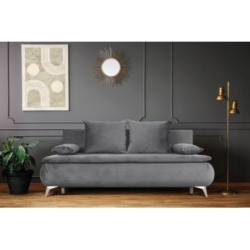 Canapea extensibila Sofie Lux, 203x92x86 cm, 3 locuri, lada pentru depozitare, Gri antracit