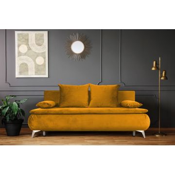 Canapea extensibila Sofie Lux, 203x92x86 cm, 3 locuri, lada pentru depozitare, mustard