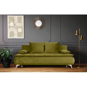 Canapea extensibila Sofie Lux, 203x92x86 cm, 3 locuri, lada pentru depozitare, Olive