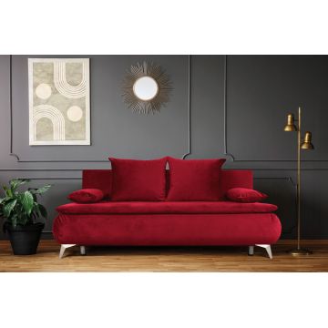 Canapea extensibila Sofie Lux, 203x92x86 cm, 3 locuri, lada pentru depozitare, Rosu