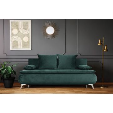 Canapea extensibila Sofie Lux, 203x92x86 cm, 3 locuri, lada pentru depozitare, verde pin