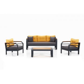 Garden Lounge Set Assento, Galben/Gri Negru