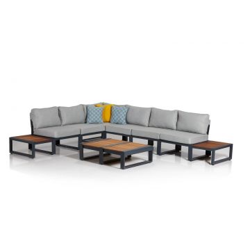 Garden Lounge Set Lapuarta, Gri/Negru