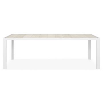 Masa dining pentru gradina/terasa Wardell, 227x95.5x75 cm, aluminiu/ceramica, alb/gri