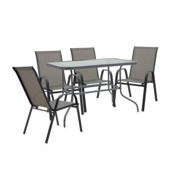 Set de masă 5 piese Valor-Calan metal texMaron gri închis 110x60x70cm