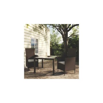 Set mobilier de exterior, 3 piese, maro, poliratan