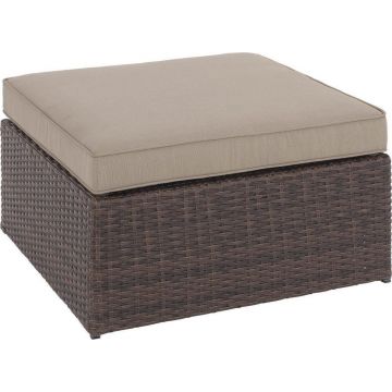 TABURET LOUNGE in metal, plastic, sticlă, textil maro, bej