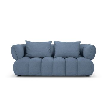 Canapea 2 locuri, Reese-192, Micadoni Home, 200x100x84 cm, catifea structurata, albastru jeans