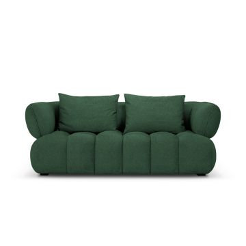 Canapea 2 locuri, Reese-192, Micadoni Home, 200x100x84 cm, catifea structurata, verde