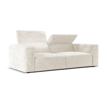 Canapea 3 locuri cu tetiera reglabila, Cruz-197, Micadoni Home, 234x103x74 cm, tesatura chenille Cremona, ivoriu