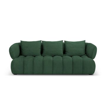 Canapea 3 locuri, Reese-192, Micadoni Home, 256x100x84 cm, catifea structurata, verde