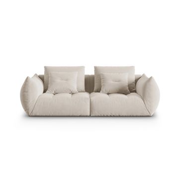 Canapea modulara 3 locuri, Bloom-184, Micadoni Home, 232x106x95 cm, catifea, ecru