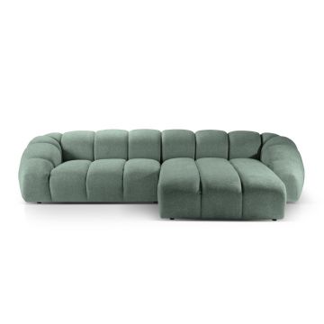 Coltar dreapta 4 locuri, Diana-192, Micadoni Home, 334x182x72 cm, catifea structurata, verde menta