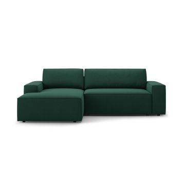 Coltar extensibil stanga 3 locuri cu lada depozitare, Jodie-78, Micadoni Home, 246x151x86 cm, tesatura structurata, verde