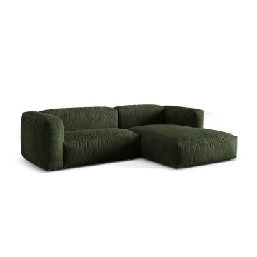 Coltar modular dreapta 2 locuri, Martina-120, Micadoni Home, 283x176x75 cm, catifea, verde