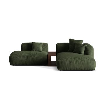 Coltar modular dreapta 2 locuri, Martina-120, Micadoni Home, 285x176x75 cm, catifea, verde