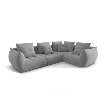 Coltar modular dreapta 3 locuri, Bloom-184, Micadoni Home, 316x216x95 cm, catifea, galben