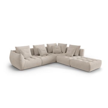 Coltar modular dreapta 4 locuri, Bloom-86, Micadoni Home, 316x310x95 cm, tesatura structurata, bej inchis