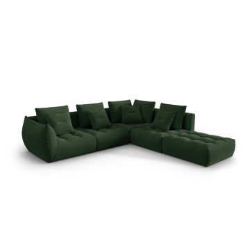 Coltar modular dreapta 4 locuri, Bloom-86, Micadoni Home, 316x310x95 cm, tesatura structurata, verde muschi