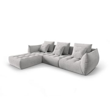 Coltar modular reversibil 2 locuri, Bloom-86, Micadoni Home, 332x216x95 cm, tesatura structurata, argintiu