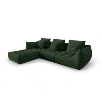 Coltar modular reversibil 2 locuri, Bloom-86, Micadoni Home, 332x216x95 cm, tesatura structurata, verde muschi