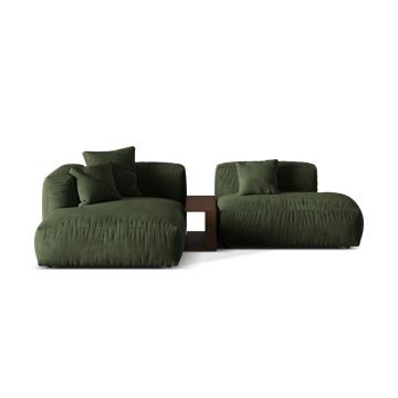 Coltar modular stanga 2 locuri, Martina-120, Micadoni Home, 285x176x75 cm, catifea, verde