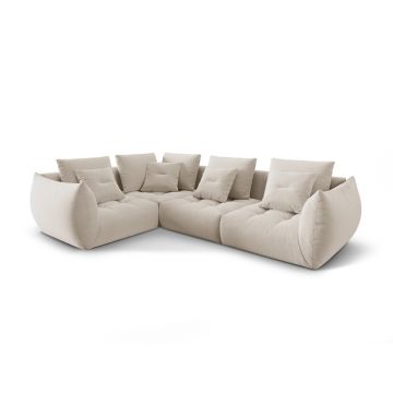 Coltar modular stanga 3 locuri, Bloom-184, Micadoni Home, 316x216x95 cm, catifea, ecru