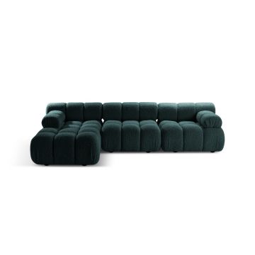 Coltar modular stanga 4 locuri, Bellis-213, Micadoni Home, 282x155x70 cm, tesatura boucle, petrol