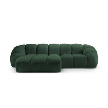 Coltar stanga 3 locuri, Diana-192, Micadoni Home, 294x182x72 cm, catifea structurata, verde