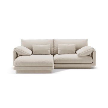 Coltar stanga 3 locuri, Torino-184, Micadoni Home, 220x170x83 cm, catifea, ecru