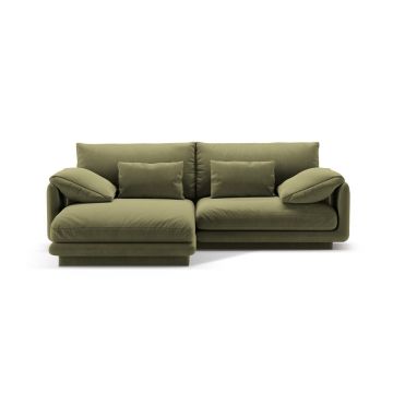 Coltar stanga 3 locuri, Torino-184, Micadoni Home, 220x170x83 cm, catifea, verde deschis