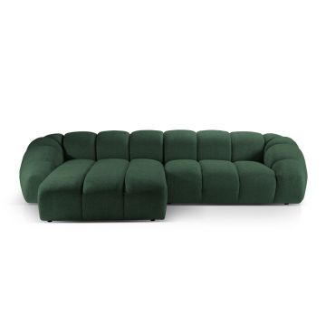 Coltar stanga 4 locuri, Diana-192, Micadoni Home, 334x182x72 cm, catifea structurata, verde