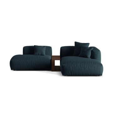 Coltar modular dreapta 2 locuri, Martina-169, Micadoni Home, 285x176x75 cm, tesatura structurata catifelata, albastru jeans